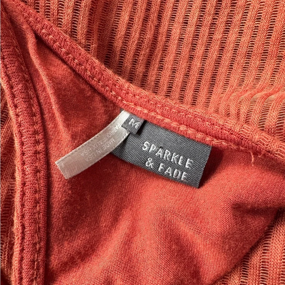 Urban Outfitters Sparkle & Fade Rust Ribbed Sheer Tank Dress M - Picture 8 of 9